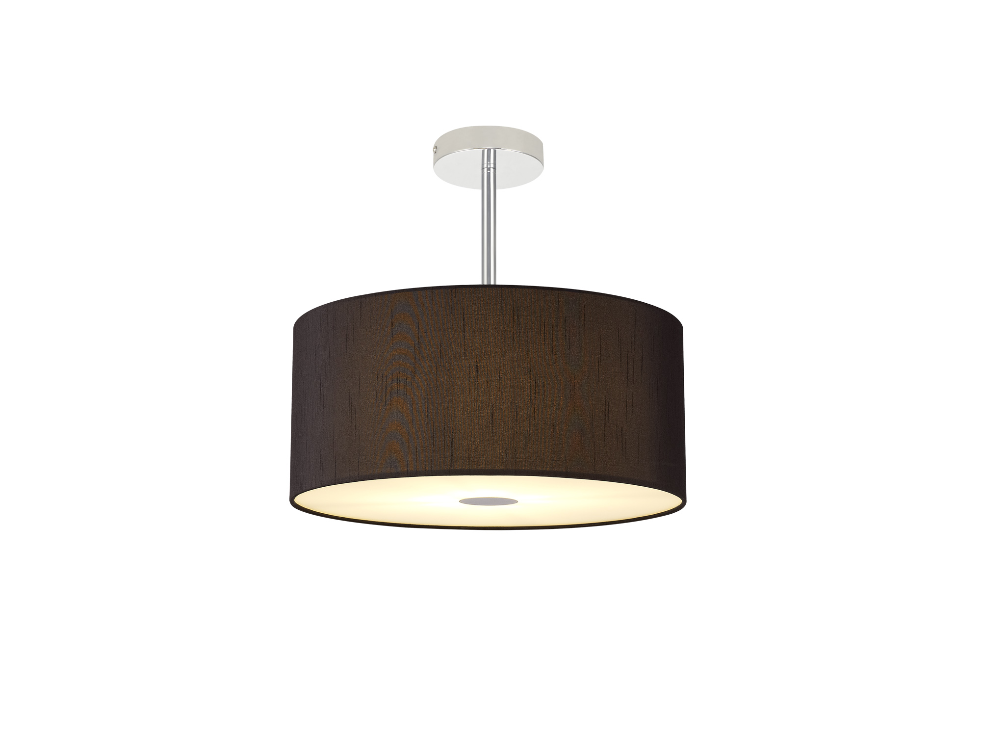 Baymont 40cm Semi Flush 3 Light Polished Chrome, Black, Frosted Diffuser